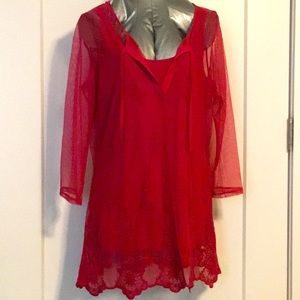 Tank with lace overlay top